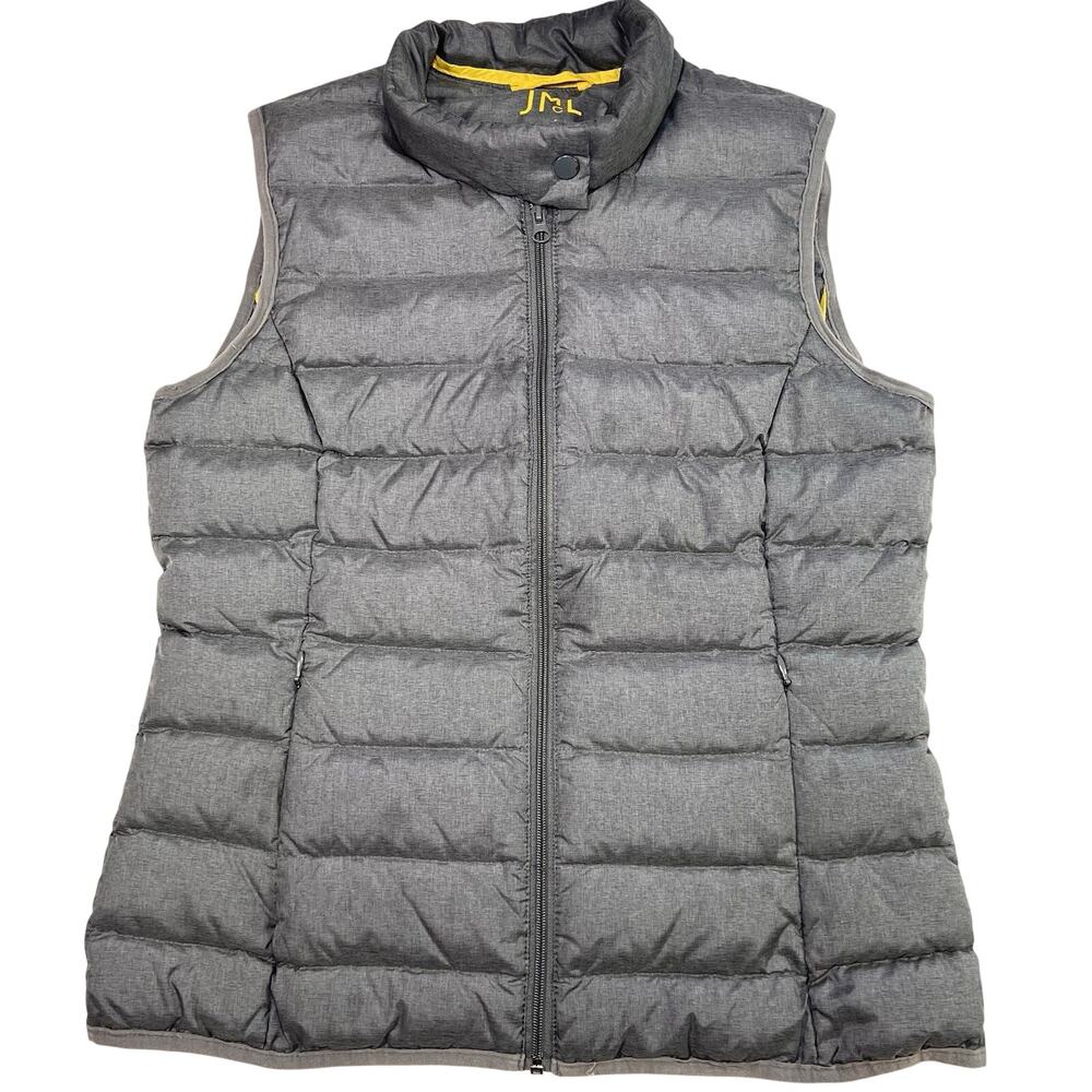 J. McLaughlin Puffer Vest Womens Size M Gray Down 90/10 Packable Quilted Casual